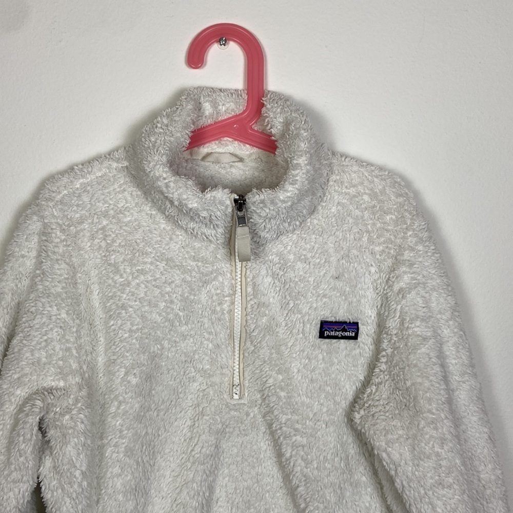 Patagonia Los Gatos Girl's XL White Quarter Zip Pullover Fleece Jacket Gorpcore - Picture 2 of 6